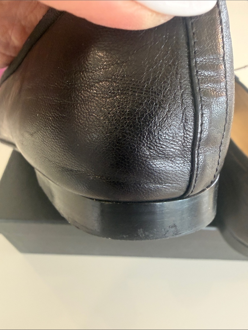 CHANEL Black Leather Cap-Toe Ballet Flats with Patent CC - Picture 7 of 13